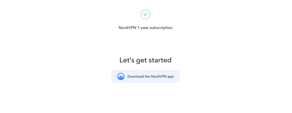 この画像は、英語版のNordVPNアプリダウンロード画面です。真ん中にDownload the NordVPN appというボタンがあります。